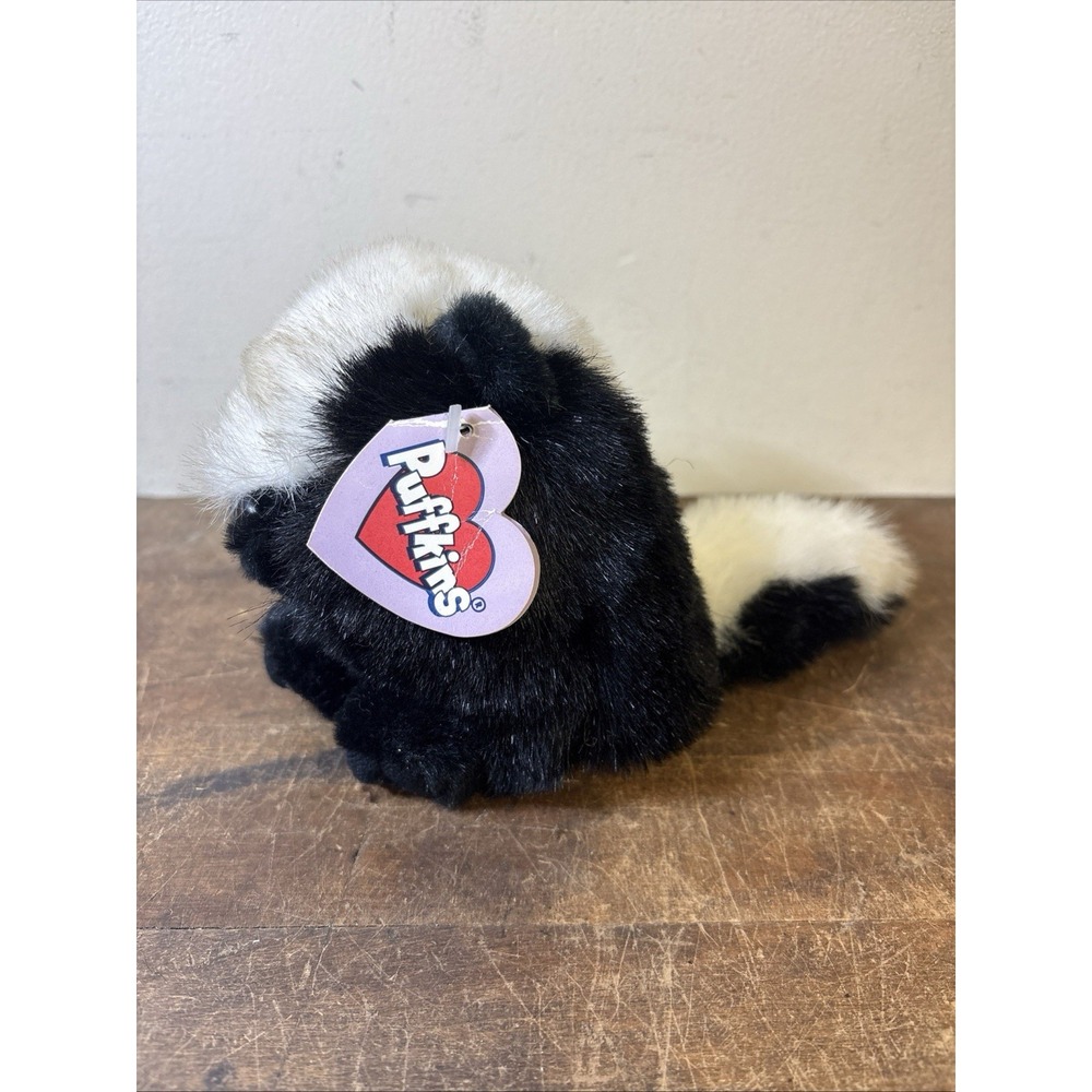 Vintage Swibco Puffkins Black & White Skunk ODIE Toy Stuffed Animal Plush 4" '97